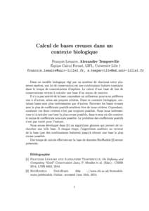 Calcul de bases creuses dans un contexte biologique Alexandre Temperville François Lemaire,