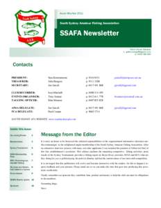 Issue: Mar/Apr[removed]South Sydney Amateur Fishing Association SSAFA Newsletter