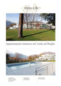 Appartamento immerso nel verde ad Origlio  Country Club, splendido residence di recente realizzazione immerso in un parco privato di circa 10’000 mq. Proponiamo in vendita questo generoso 3.5 Locali di circa 110 mq + 