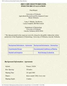 2003 Corn Rootworm Insecticide Evaluation, Mead, Nebraska