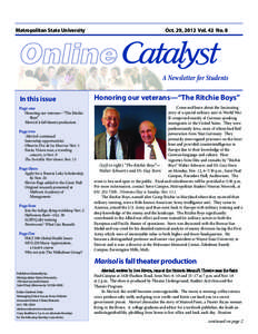 Oct. 29, 2012 Vol. 42 No. 8  Metropolitan State University Online A Newsletter for Students