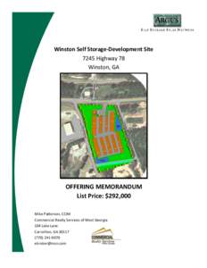 Winston Self Storage-Development Site 7245 Highway 78 Winston, GA OFFERING MEMORANDUM List Price: $292,000