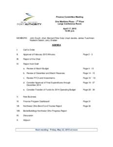 Finance Committee Meeting One Maritime Plaza – 7th Floor Large Conference Room April 17, :00 p.m.