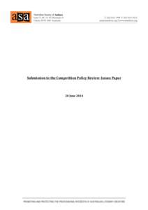 ASA - Competition Policy Review Issues Paper