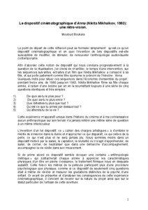 Le dispositif cinématographique d’Anna (Nikita Mikhalkov, 1993): une rétro-vision. Mouloud Boukala