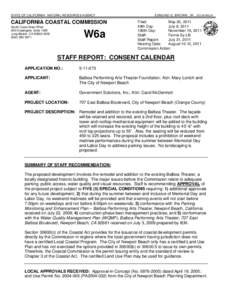 California Coastal Commission Staff Report and Recommendation Regarding Permit Application No[removed]Balboa Performing Arts Theater Foundation, Newport Beach)