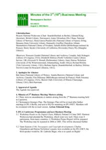 Minutes of the 3rd (19th) Business Meeting Newspapers Section NS[removed]August 2, 2003 Berlin  1.Introductions