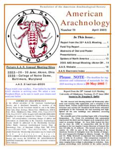 Newsletter of the American Arachnological Society  American Arachnology Number 70