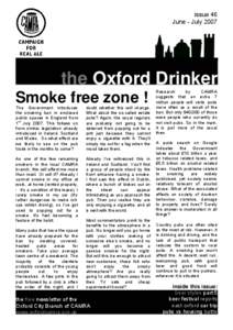 issue 46 June - July 2007 the Oxford Drinker Smoke free zone ! The Government introduces