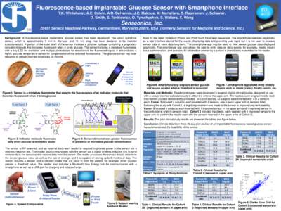 Fluorescence-based Implantable Glucose Sensor with Smartphone Interface T.K. Whitehurst, A.E. Colvin, A.D. DeHennis, J.C. Makous, M. Mortellaro, S. Rajaraman, J. Schaefer, D. Smith, S. Tankiewicz, O. Tymchyshyn, S. Walte