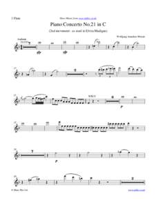 1 Flute  Sheet Music from www.mfiles.co.uk Piano Concerto No.21 in C (2nd movement - as used in Elvira Madigan)