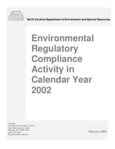 North Carolina Department of Environment and Natural Resources  Environmental Regulatory Compliance Activity in