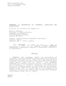 Lakeview Estates HOA N.E. 108 Windflower Way Tahuya, WA[removed]AMENDMENT TO RESTRICTIONS