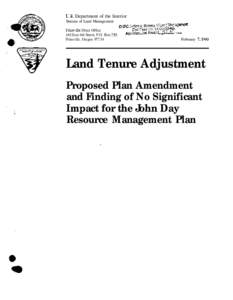 Proposed Plan Amendment and Finding of No Significant Impact for the John Day Resource Management Plan