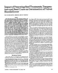 Impact of Presowing SeedTreatments,Temperature and Seed Coats on Germination of Velvet Bundleflower M.R. HAFERKAMP,