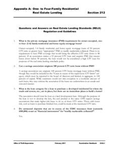 Exam Handbook 212 Appendix A, Q&A on Real Estate Lending Standards, February 10, 2011