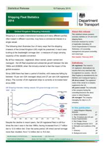 Statistical Release  18 February 2015 Shipping Fleet Statistics 2014