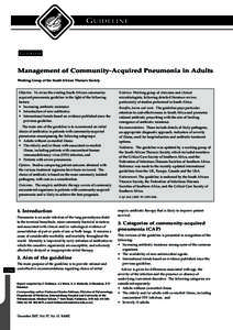 GUIDELINE  GUIDELINE Management of Community-Acquired Pneumonia in Adults Working Group of the South African Thoracic Society