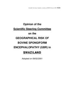 Scientific Steering Committee, meeting of[removed]February[removed]b  Opinion of the Scientific Steering Committee on the GEOGRAPHICAL RISK OF