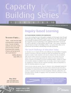 Capacity Building Series K 1 2 3 4 5 6 7 8 9 10 11 12 SECRETARIAT SPECIAL EDITION # 32  Inquiry-based Learning