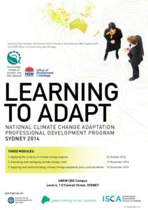 A partnership between the Environment Institute of Australia and New Zealand and the NSW Office of Environment and Heritage. LEARNING TO ADAPT NATIONAL CLIMATE CHANGE ADAPTATION