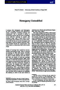 PHILIP N. COHEN  University of North Carolina at Chapel Hill Homogamy Unmodified