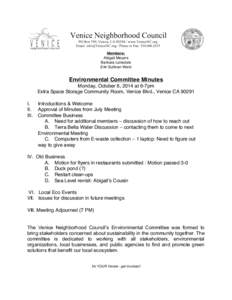 Venice /  Los Angeles / Committee / Abigail / Stakeholder / Politics / Government / Structure / Parliamentary procedure / Meetings / Minutes