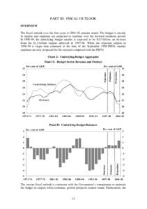 PART III: FISCAL OUTLOOK OVERVIEW The fiscal outlook over the four years to[removed]remains sound. The budget is already in surplus and surpluses are projected to continue over the forward estimates period. In[removed], t