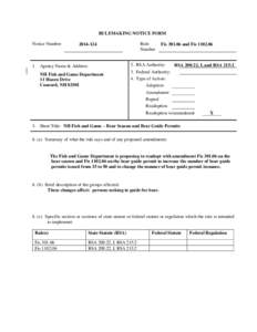 RULEMAKING NOTICE FORM Notice Number Rule Number