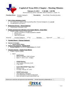 Capitol of Texas ISSA Chapter - Meeting Minutes February 19, :30 AM – 1:00 PM  Norris Conference Center, Suite #365, 2525 W Anderson Ln, Austin, TX