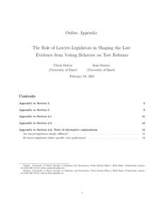 Online Appendix The Role of Lawyer-Legislators in Shaping the Law: Evidence from Voting Behavior on Tort Reforms Ulrich Matter (University of Basel)