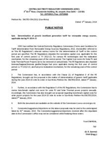 CENTRAL ELECTRICITY REGULATORY COMMISSION (CERC) 3 & 4th Floor, Chanderlok Building, 36, Janpath, New Delhi – [removed]Tel : [removed]Fax : [removed]