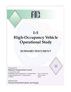 I-5 High-Occupancy Vehicle Operational Study SUMMARY DOCUMENT  April