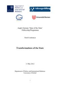 Anglo-German ‘State of the State’ Fellowship Programme Third Conference  Transformations of the State