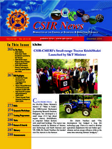 ISSNCSIR News Newsletter of the Council of Scientific & Industrial Research website: http://www.csir.res.in