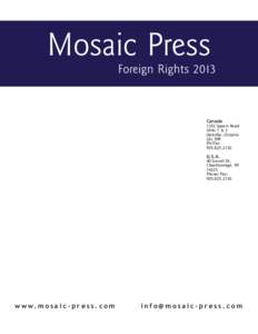 Mosaic Press Foreign Rights 2013