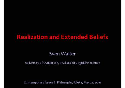 Realizationand Extended Beliefs Rijeka[removed]