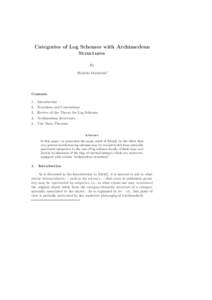 Categories of Log Schemes with Archimedean Structures By Shinichi Mochizuki∗  Contents