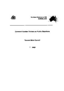 Taroom Shire Council, Comment Number 13, Federal Redistribution 2003 QUEENSLAND
