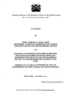 Permanent Mission of the Republic of Kenya to the United Nations 866 U.N. Plaza, Rm 304, New York, NY[removed]STATEMENT  BY