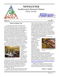 NEWSLETTER Southwestern Research Station Portal, Arizona Number 24