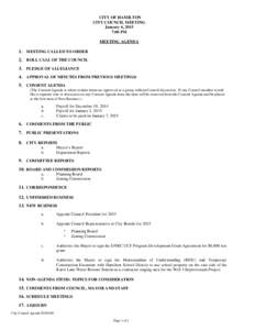 CITY OF HAMILTON CITY COUNCIL MEETING January 6, 2015 7:00 PM MEETING AGENDA