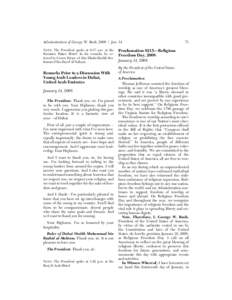 Administration of George W. Bush, [removed]Jan. 14 NOTE: The President spoke at 9:37 a.m. at the Emirates Palace Hotel. In his remarks, he referred to Crown Prince of Abu Dhabi Sheikh Mohammed bin Zayed Al Nahyan. Remarks 