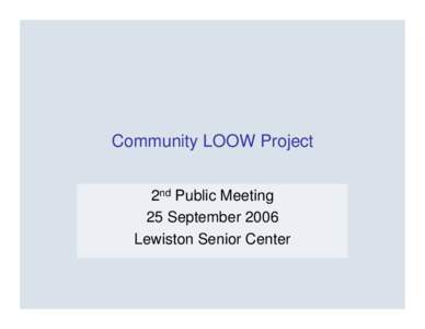 THE  COMMUNITY LOOW PROJECT