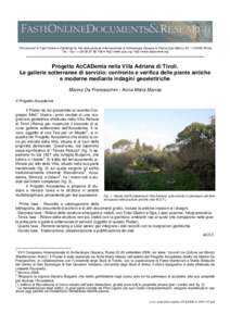 The Journal of Fasti Online ● Published by the Associazione Internazionale di Archeologia Classica ● Piazza San Marco, 49 – IRoma Tel. / Fax: ++ ● http://www.aiac.org; http://www.fastionline