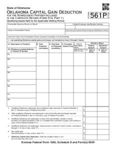 State of Oklahoma  for the Nonresident Partner Included in the Composite Return (Form 514, Part 1)  (Qualifying Assets Held for the Applicable Holding Period)