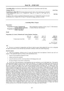 Head 80 — JUDICIARY Controlling officer: the Judiciary Administrator will account for expenditure under this Head. Estimate 2015–16 ....................................................................................