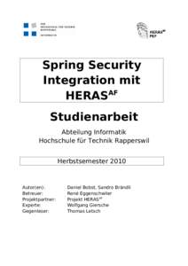 Spring Security Integration mit HERASAF Studienarbeit Abteilung Informatik Hochschule für Technik Rapperswil