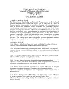 Illinois Space Grant Consortium University of Illinois at Urbana-Champaign Philippe H. Geubelle[removed]www.ae.illinois.edu/ISGC PROGRAM DESCRIPTION