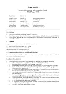 General Assembly Minutes of the Meetings held in Waterloo, Canada 14–21 August, 2010 David Taylor  Chair of GA